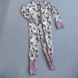 Little One Shop Bamboo Floral Zip One Piece Pajamas Pink White 12-18 mo
